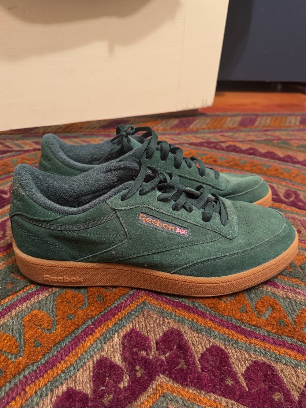 Reebok Men's Suede Sneakers in Forest Green with Gum Sole